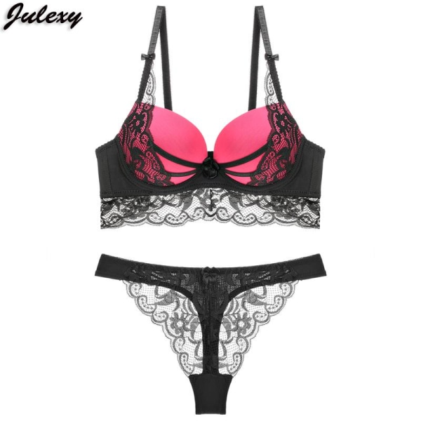 Seksikäs Push Up Rintaliivit Setti Pitsi Alushoususetti Naisten Rintaliivi Alushoususetti Black 85C