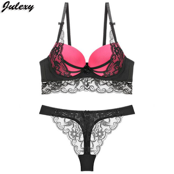 Sexig Push Up BH Set Spets Trosset Dam BH Set Black 85C