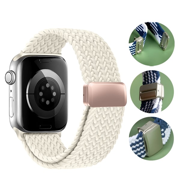 Klockarmband för Apple Watch iWatch S1-S9: 38/40/41/S10: 42MM metall inre magnetiskt spänne stjärnljusfärg roséguld spänne