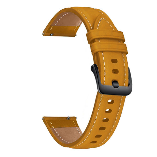 Til Samsung Galaxy Watch 3 45mm Rem Ægte Læderrem 22mm Urrem Armbånd Uremme Armbånd Til Galaxy Watch 46mm Yellow brown-Black 22mm
