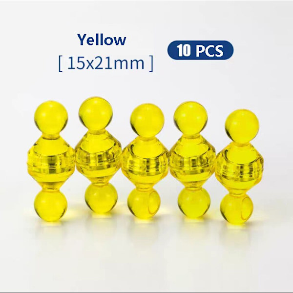 10 st Trycknålar Kontor häftstift Starka Neodymmagneter Konmagneter Supermagnet anslagstavla Schack Magnetiska trycknålar 10pcs yellow 21X15