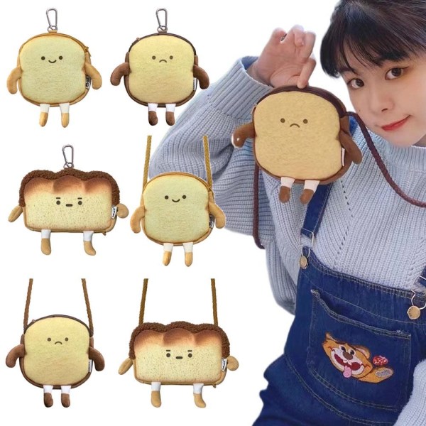 Tecknad Toast Handväska Söt Casual Tote Bröd Myntpåse Korthållare Kreativt case Skola Brevpapper Plånbok Kawaii Present tote2