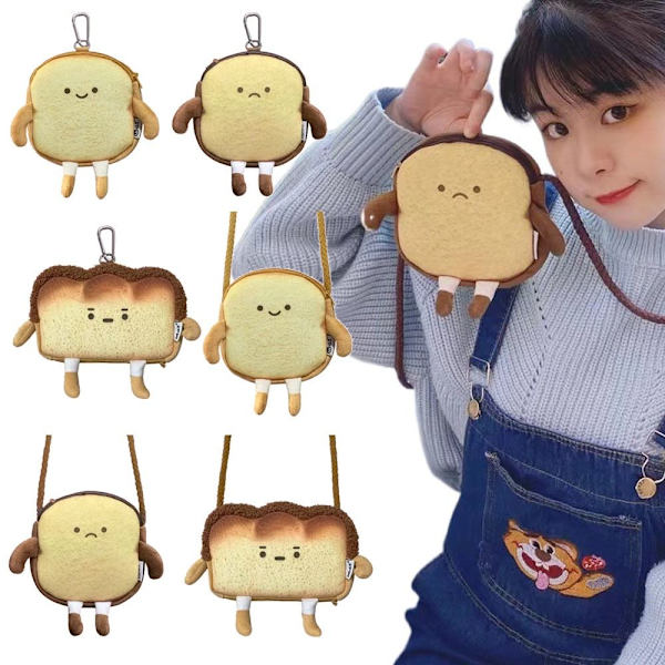 Tecknad Toast Handväska Söt Vardaglig Tote Bröd Myntväska Korthållare Kreativt Pennfodral Skolmaterial Plånbok Kawaii Gåva tote3