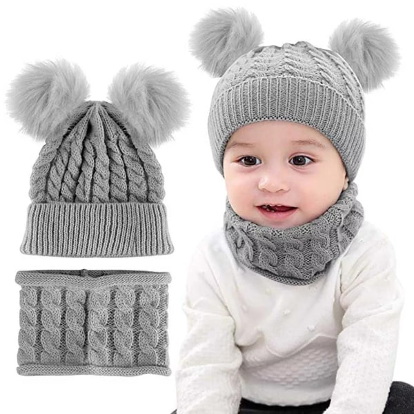 Höst- och vinterboll Twist Ullmössa Stickad Hatt Pälsboll Hatt Barn Förtjockad Varm Ullhatt Ullmössa White Average size
