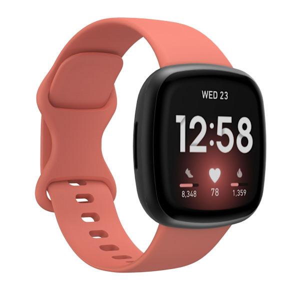 Blød silikone urrem, erstatningsarmbånd til Fitbit Versa 3/Fitbit Sense urrem Pink L