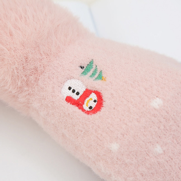 Dam Vinter Varma Handskar Snögubbe Broderi Virkad Yllehandske Pekskärm Mjuka Pälsiga Helfinger Vantar Julklappar A Beige One Size