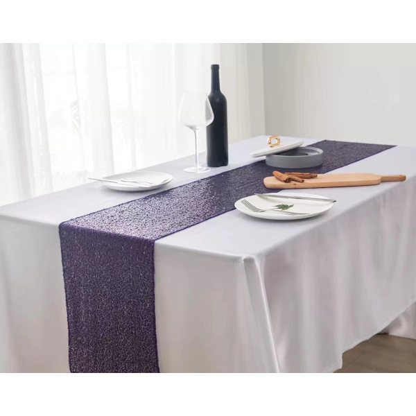 2 stk. paljettbordflagg bryllupsseremoni oppsett duk bordløper juledekorasjon polyester firkantet glitterpaljett Dark Blue 30*140cm/80g