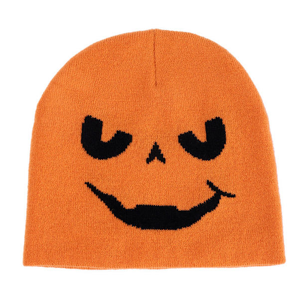 Kreativ Sjovt Udtryk Strikket Hue Pirat Dødningehoved Japansk Harajuku Uldhue Adorkable Pullover Hue Pumpkin smiling face hat Average size