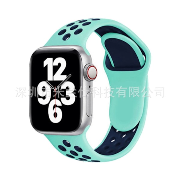Klockarmband för Apple Watch iWatch 38/40/41/42mm-S10 utökad storlek ML kod 7 mintgrön med kungsblå