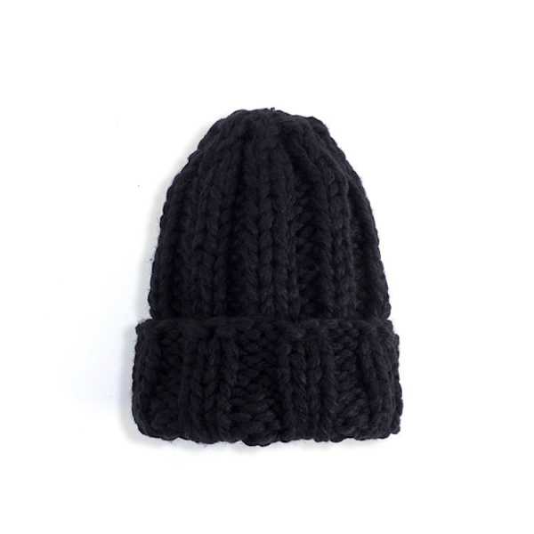 Stickad Mössa Dam Vinter Enfärgad Enkel Tjock Yllemössa Utrikeshandel Varmt Öronskydd Army Green Average size