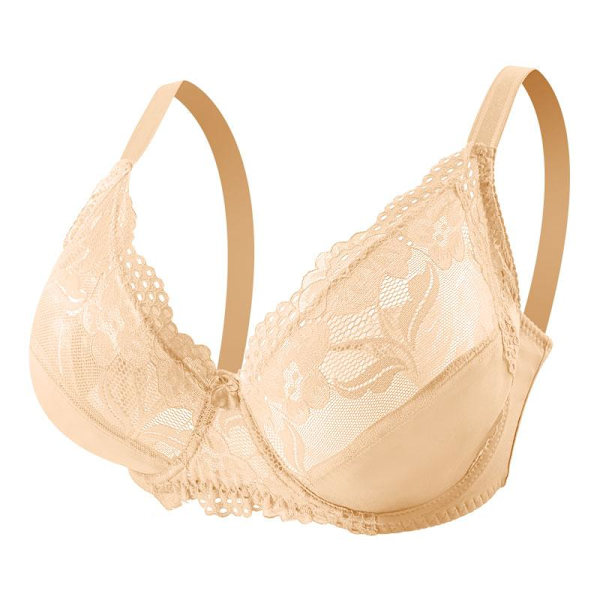 Stor Storlek U-formad Rygglös Sexig BH Spets Bekväm Andningsbar Underkläder Dam Beige 38/85F