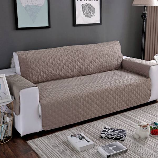 Vatterte slitesterke sofatrekk for hunder, kjæledyr og barn, sklisikre trekk til sofa, lenestol og møbelbeskyttelse, 1/2/3-seter Khaki Two Seate 130x196cm