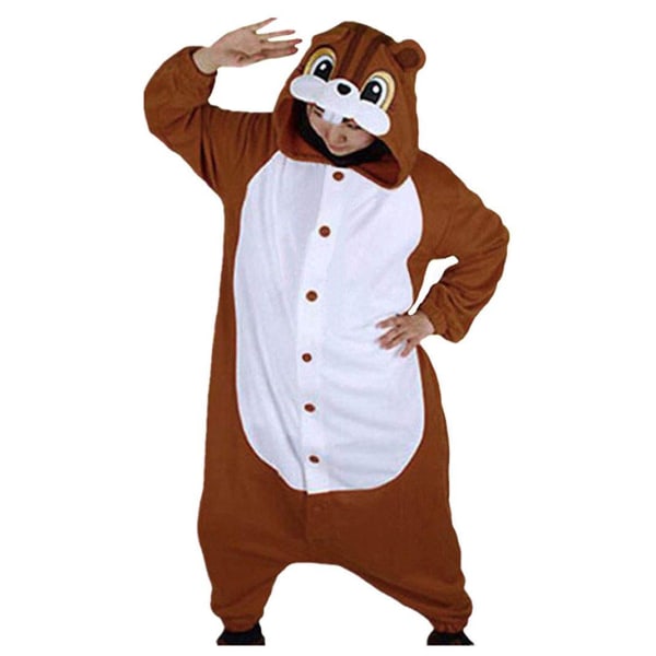 Lifeye Unisex Ekorre Pyjamas Cosplay kostym för vuxna djur Brown Large