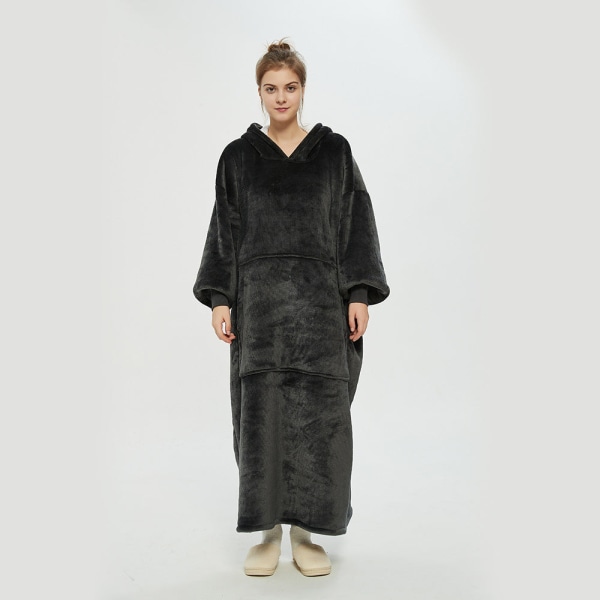 Hætte Lazy Blanket Pullover Dobbeltlags Blanket Sweater til Kvinder Kuldebeskyttelse i Efterår og Vinter Termisk Pyjamas Leopard print-Long