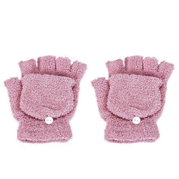 Vinter Varma Tjocka Ullhandskar Stickade Flip Fingerlösa Flexibla Exponerade Finger Tjocka Handskar Vantar Män Kvinnor Handske Beige