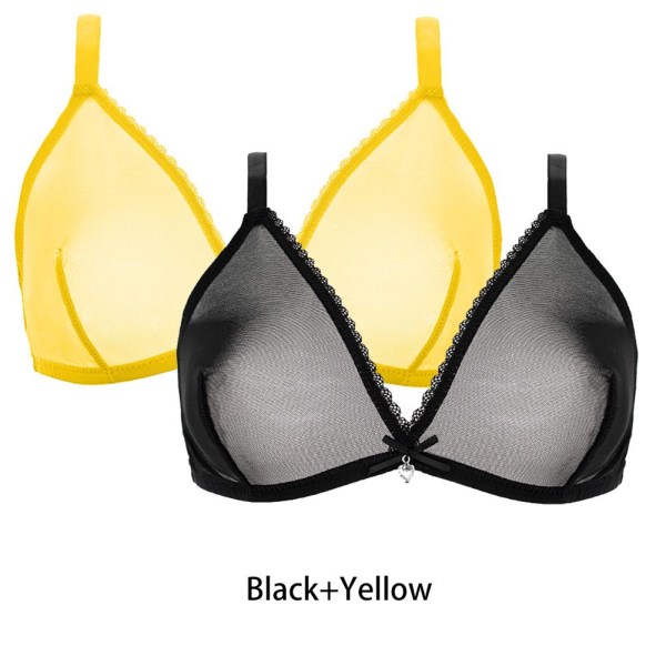 Varsbaby Dam Sexig 2st Genomskinlig Plus Size Sexig Underkläder BH Black-Beige L