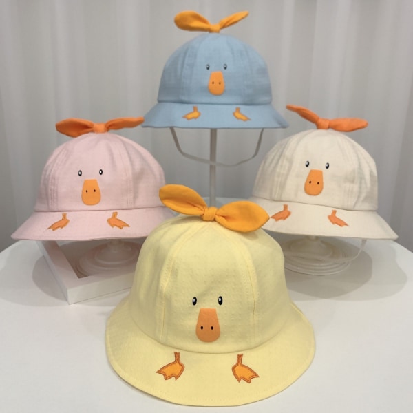 Baby Toddler Barn Pojkar Flickor Anka Tryckmönster Hinkhattar Utomhus Vindtät Solhatt Barn Sommar Cap Tillbehör 309 Beige