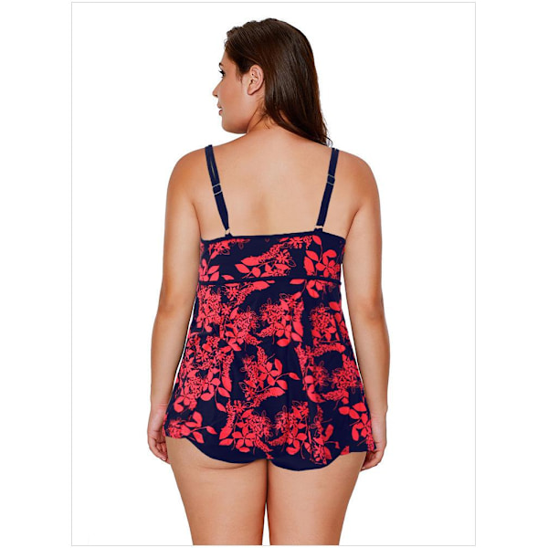Flickbaddräkt Flerfärgad Slip Plus Size Baddräkt i ett stycke Bikini black pink flower 5XL