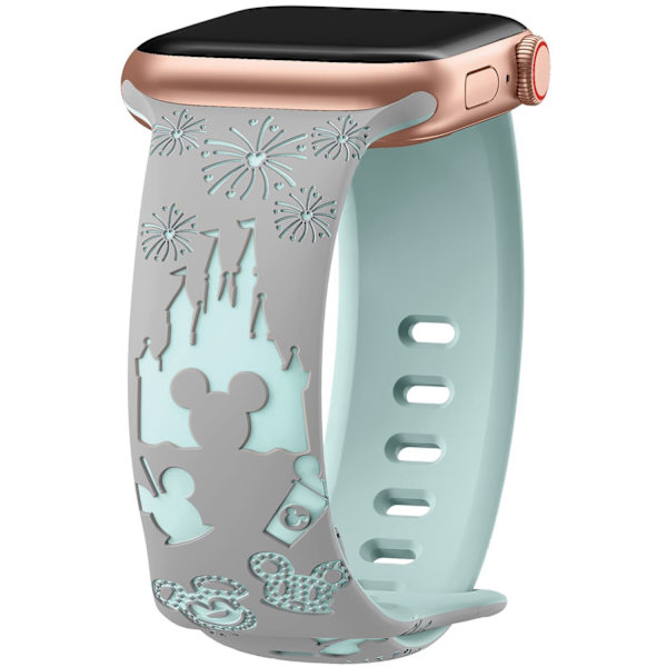 Klockarmband för Apple Watch iWatch 38/40/41mm tvåfärgat Mickey Castle grå + blå