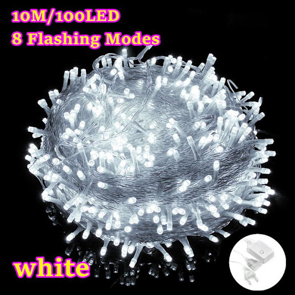 100 LED 10M Keijuvalosarja LED-nauhavalot Vedenpitävä Jatkojohto Kodin Sisustus Joulujuhlat Multicolor 10M
