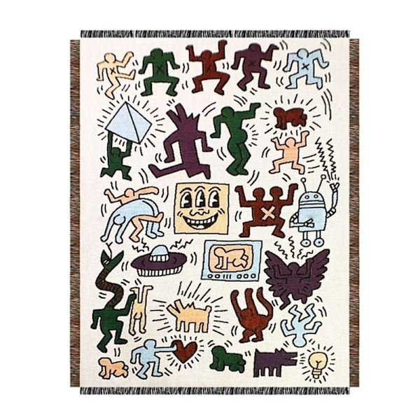 2023 Graffiti Utomhusfilt Sofföverdrag Camping Toffsar Mattor Dekoration för Hem Dammskydd Luftkonditioneringsfiltar för Säng Graffiti 90x90cm