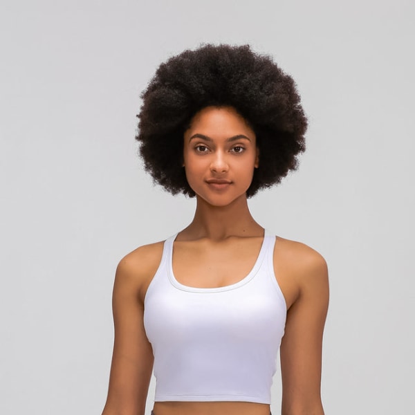 Yoga BH Smörmjuk Racerback Crop Tank Top Medium Support för Träning Fitness Löpning White XL