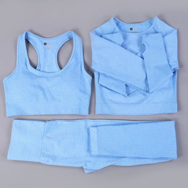 Yoga Set Träningskläder Gym Sport Löpning Träningskläder För Kvinnor Grey 2 pcs M