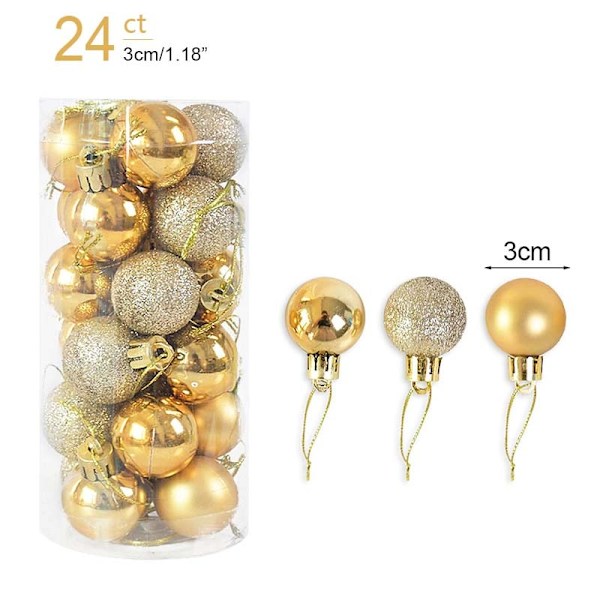 1 eske Julekuler Juletrepynt Julekule Xmas Hengende Treanheng Hjemmefestdekor 2023 Nyttårsgave Noel Navidad 24pcs gold as picture