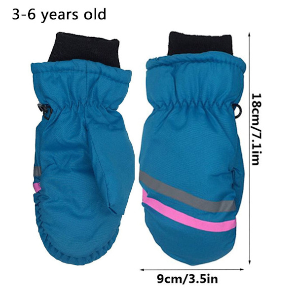 Termiska Skidhandskar Barn Vinter Fleece Vattentäta Varma Snöhandskar 3 Fingrar för Skidåkning Ridning Style1-red
