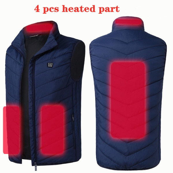 9/11 Places Lämmitetty liivi miehille ja naisille USB-lämmitteinen takki Lämmitettävä liivi Lämpövaatteet Metsästysliivi Talvilämmitettävä takki MustaS-6XL Black 4 Pcs Heated Asian size L