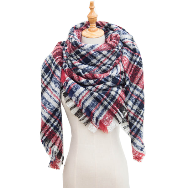 Ny Höst- och Vinter Sjal Cirkel Garn Borst Förtjockad Rutig Fyrkantig Halsduk Kappa scarfgirl1042SF 135cm
