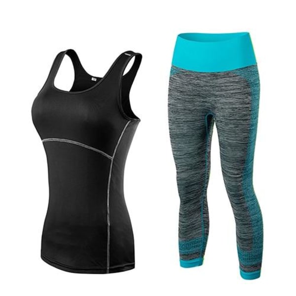 Yoga Set Sport Löpning Gym Träningsset Kläder träningskläder fitness kvinnor 2002Bblue5081blue L