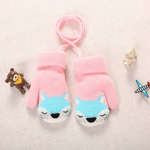 Tegneserie Rev Babyvotter Vinter Varme Barne Baby Jente Hansker Strikkede Barn Småbarn Tannvotter Handschoen style1 pink