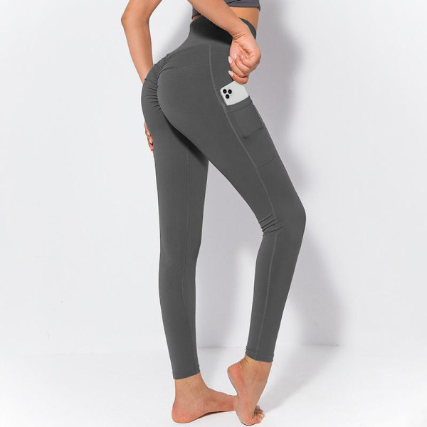 Lulu Yogabyxor Europeiska och Amerikanska Hög Midja Naken Känsla Tajta Bokstav Ficka Sportbyxor Kvinnliga Persika Höft Fitnessbyxor för Kvinnor 6565 trousers-Black L