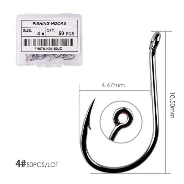 Fishhook 50 stk / 20 stk / Eske Sirkel Karp Øye Fiskekrok Størrelse 2-22# Ringøye Japan Fiskekroker Fiskekroker Enkel Jigg Fiskekrok Utstyr Size 4 - 50pc