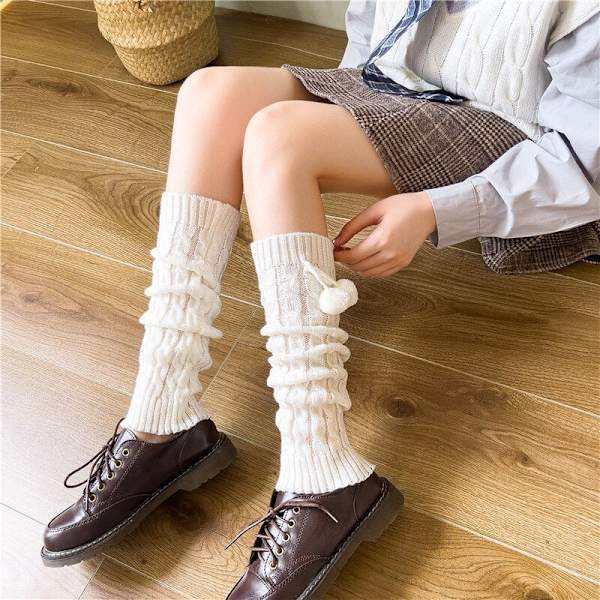 Lolita Pitkät Sukat Naisten Säärystimet Neulotut Lämpimät Jalkasuojat Valkoiset Käsivarsi- ja Säärystimet Naisten Syksyn Talven Virkatut Sukat Saappaansuojat ruffle white One Size