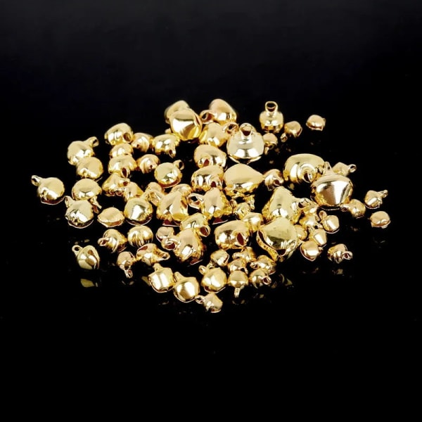 50-300 st Guld Bjällror Järnhängen Hängande Julgransprydnader Juldekorationer Fest DIY Hantverkstillbehör 10mm 100Pcs