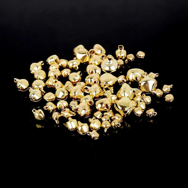50-300 st Guld Bjällror Järnhängen Hängande Julgransprydnader Juldekorationer Fest DIY Hantverkstillbehör 12mm 70Pcs