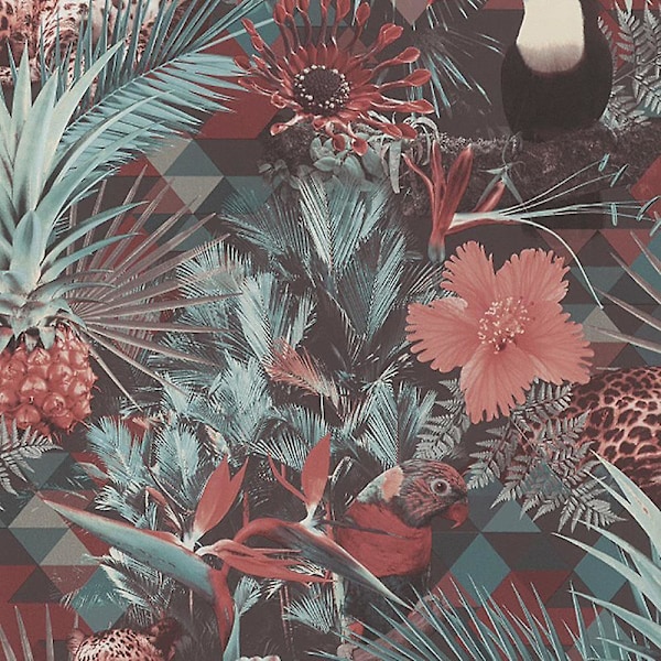 Botanisk Exotisk Djungel Geometrisk Tapet