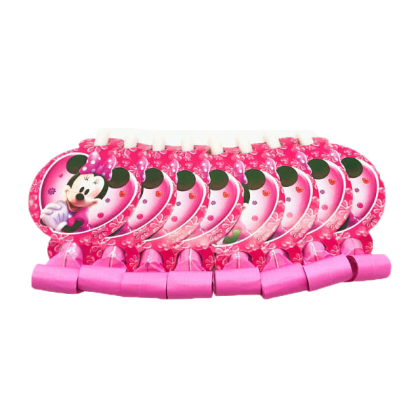 Minnie Mouse Engångsservis Set Barn Födelsedagsfest Tillbehör Papperstallrik Mugg Servett Flagga Flicka Rosa Bröllopstårta Dekoration Bag-1PC6