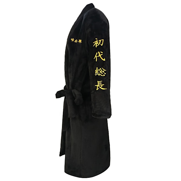 Tokyo Revengers Cosplay -asu, musta kylpytakki, Manjiro Sanon yöasu, lämmin flanellitakki, syksyn ja talven pyjama B L-XL