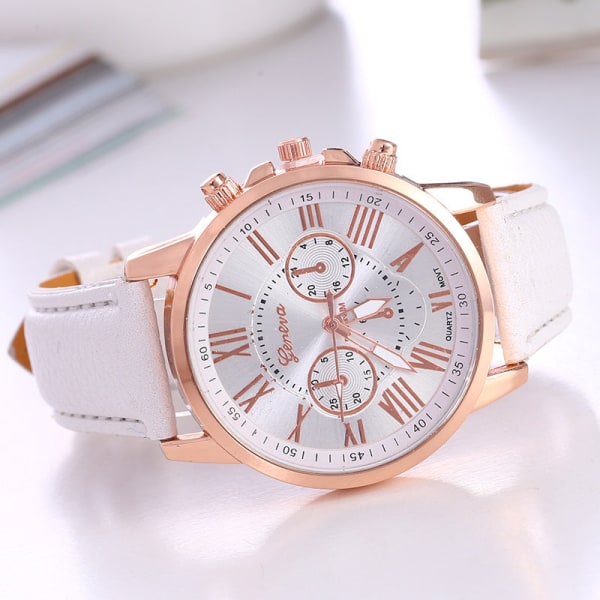 Ur Geneva Quartz Urrem Dame Mode Dameur Skala Herreur White