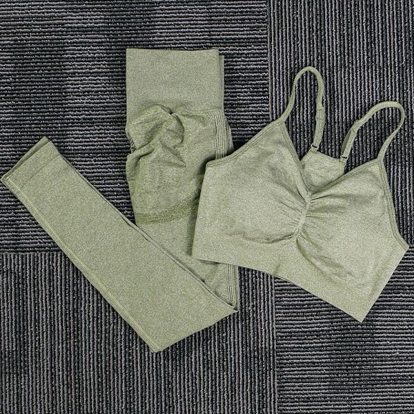 Yoga Set Träningskläder Sportset Gymkläder Toppar Och Leggings För Kvinnor Bra NEW green set M