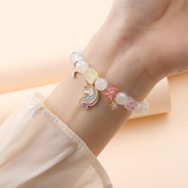 Lille Vare Armbånd Ornament Koreansk Stil Frisk Sød Clow M Krystal Snøre Perler Børn Studenter Armbånd Kvinde 573C dimples
