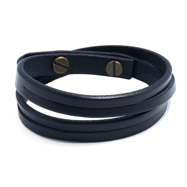 Retro Enkelt To Sirkel Kuskinn Armbånd Ornament Mote Vill Punk Rock Lærarmbånd Brown