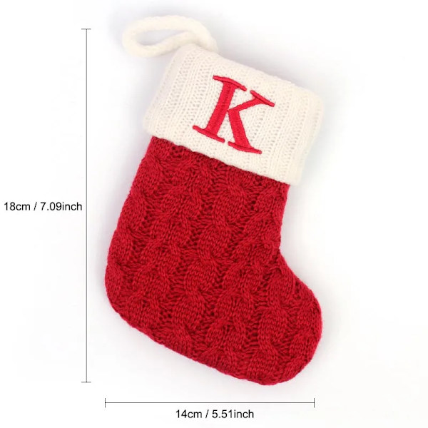 Hängbar Röd stickad Julstrumpa Snöflinga Bokstav Julstrumpa Julgranshängande Ornament 2024 Navidad Natal Xams K