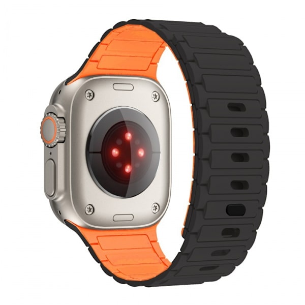 Kellon ranneke Apple Watch iWatch 38/40/41/ s10 sukupolvelle 42mm musta ja oranssi