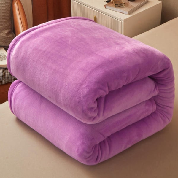 Macaron Ensfarvet Mælke Velvet Tæppe Sengetæppe Koral Velvet Tæppe Vinter Flannel Tæppe Betræk Tæppe Blue and Gray 100 * 120cm [weight 8 Liang]]