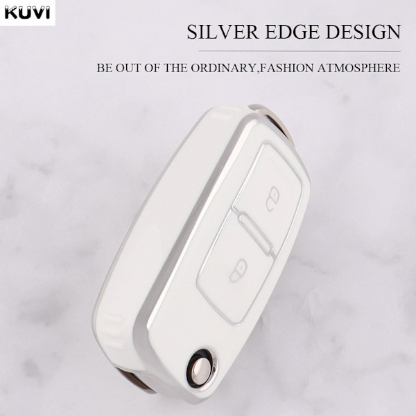 2 3 Knappar TPU Bilnyckelfodral Skal Fob För MK4 Bora Golf 4 5 6 Jetta Passat Polo Bora Touran Skoda Seat 2 Button White