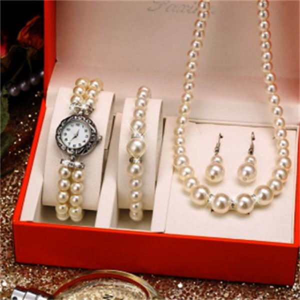 Damklocka Lyx Boutique Stålbälte Liten Urtavla Klockarmband Halsband Set Suit 1
